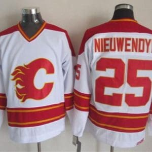 Flames #25 Joe Nieuwendyk White CCM Throwback Stitched Jersey