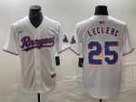Texas Rangers #25 Jose Leclerc White Gold Cool Base Stitched Jersey