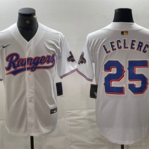 Texas Rangers #25 Jose Leclerc White Gold Cool Base Stitched Jersey