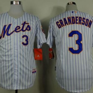 Mets #3 Curtis Granderson White(Blue Strip) Home Cool Base Stitched Jersey