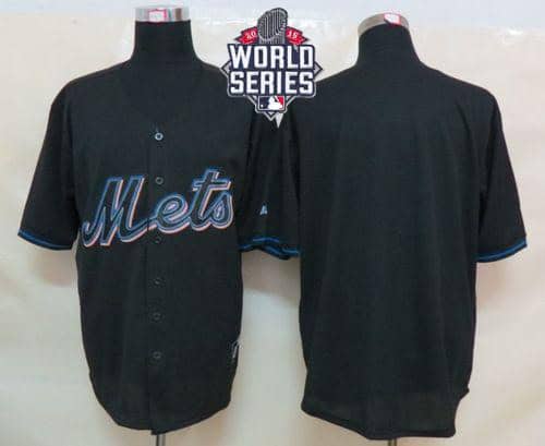 Mets Blank Black Fashion W 2015 World Series Patch Stitched Jersey
