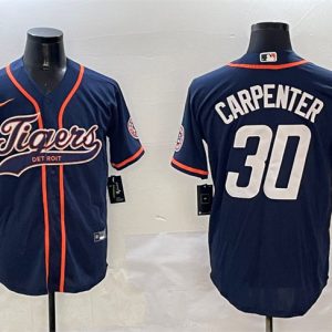 Detroit Tigers #30 Kerry Carpenter Navy With Patch Cool Base Stitched Jersey