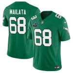 Philadelphia Eagles #68 Jordan Mailata Kelly Green 2025 F.U.S.E. With 2-Star C Patch Vapor Untouchable Limited Throwback Stitched Jersey