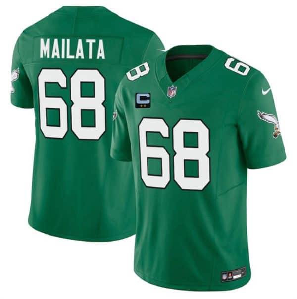 Philadelphia Eagles #68 Jordan Mailata Kelly Green 2025 F.U.S.E. With 2-Star C Patch Vapor Untouchable Limited Throwback Stitched Jersey