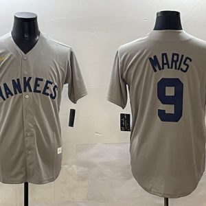 New York Yankees #9 Roger Maris Gray Cool Base Stitched Jersey