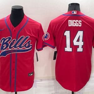 Buffalo Bills #14 Stefon Diggs Red Cool Base Stitched Baseball Jersey