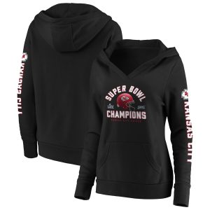 Kansas City Chiefs Black Super Bowl LIV Champions Lateral Pullover Hoodie(Run Small)