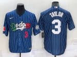 Los Angeles Dodgers #3 Chris Taylor Navy Mexico World Series Cool Base Stitched Baseball Jersey