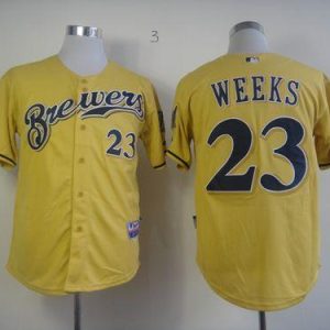Brewers #23 Rickie Weeks Yellow Alternate Cool Base Stitched Jersey