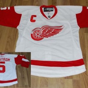 Red Wings #5 Nicklas Lidstrom Stitched White Jersey