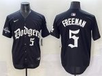 Los Angeles Dodgers #5 Freddie Freeman Black 2025 LA Gothic Style With 2024 World Series Champions Patch Vapor Premier Limited Stitched Jersey