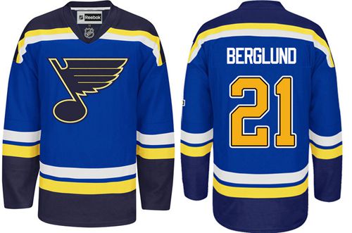 Blues #21 Patrik Berglund Light Blue Home Stitched Jersey