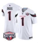 Houston Texans #1 Stefon Diggs White F.U.S.E. 2024 AFC South Division Champions Vapor Limited Stitched Jersey