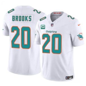 Miami Dolphins #20 Jordyn Brooks White 2025 F.U.S.E. With 1-Star C Patch Vapor Limited Stitched Jersey