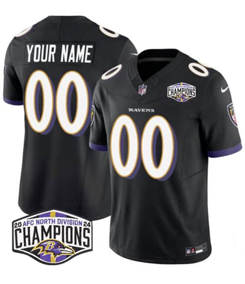 Baltimore Ravens Custom Black F.U.S.E. 2024 AFC North Division Champions Vapor Limited Jersey