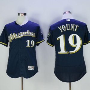 Brewers #19 Robin Yount Navy Blue Flexbase Authentic Collection Stitched Jersey
