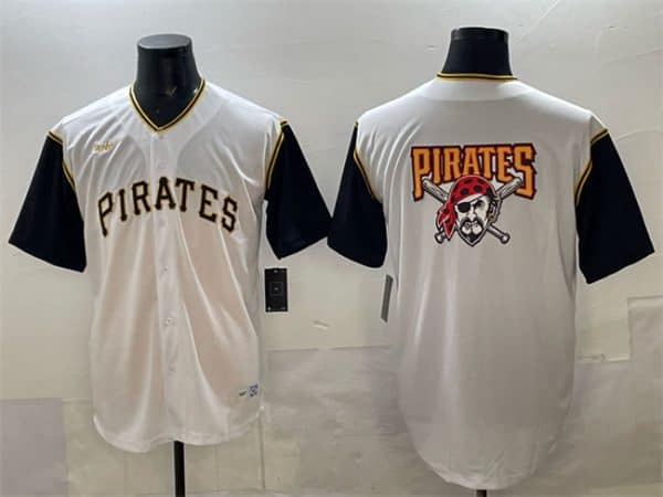 Pittsburgh Pirates Team Big Logo White Cool Base Stitched Jersey