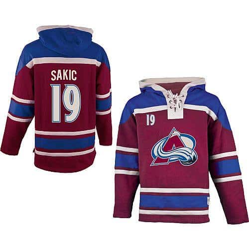 Avalanche #19 Joe Sakic Red Sawyer Hooded Sweatshirt Stitched Jersey