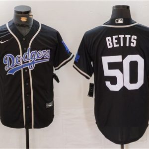 Los Angeles Dodgers #50 Mookie Betts Black Fashion Cool Base Stitched Jersey