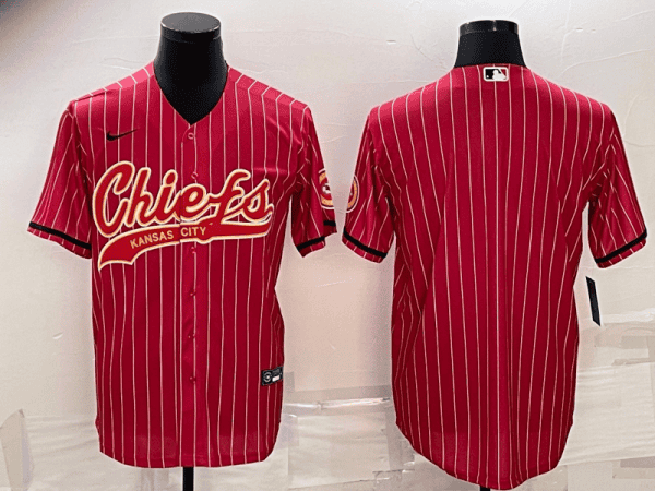 Kansas City Chiefs Blank Red With Patch Cool Base Stitched Baseball Jersey