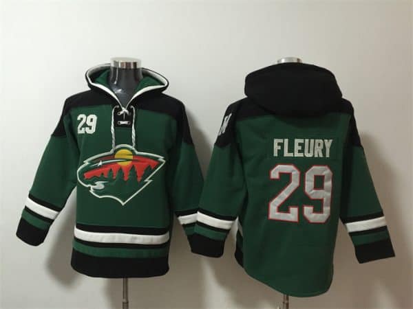 Minnesota Wild #29 Marc-Andre Fleury Green Ageless Must-Have Lace-Up Pullover Hoodie