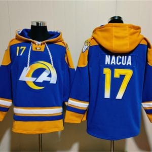 Los Angeles Rams #17 Puka Nacua Blue Ageless Must-Have Lace-Up Pullover Hoodie