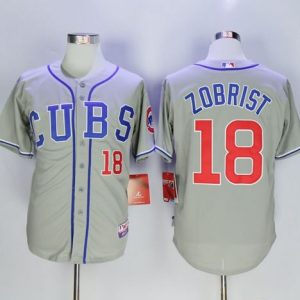 Cubs #18 Ben Zobrist Grey Alternate Road Cool Base Stitched Jersey