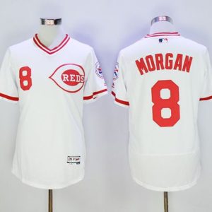 Reds #8 Joe Morgan White Flexbase Authentic Collection Cooperstown Stitched Jersey