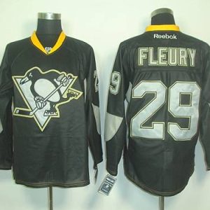 Penguins #29 Andre Fleury Black Ice Stitched Jersey