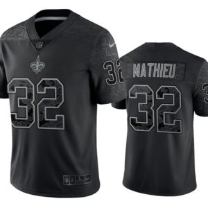 New Orleans Saints #32 Tyrann Mathieu Black Reflective Limited Stitched Football Jersey