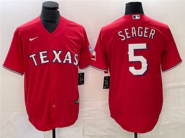 Texas Rangers #5 Corey Seager Red Cool Base Stitched Jersey