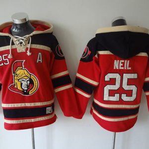 Senators #25 Chris Neil Red Sawyer Hooded Sweatshirt Stitched Jersey