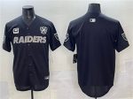 Las Vegas Raiders Blank Black With Nevada Silver Stat Patch And 65th Anniversary Patch 3-Star C Patch Stitched Jersey
