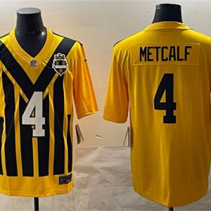 Pittsburgh Steelers #4 DK Metcalf Gold 1933 Throwback Alternate Football Stitched Game Jersey