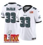 Philadelphia Eagles #33 Cooper DeJean White 2025 Super Bowl LIX Patch Vapor Untouchable Limited Stitched Jersey