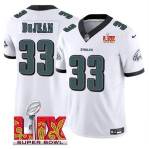 Philadelphia Eagles #33 Cooper DeJean White 2025 Super Bowl LIX Patch Vapor Untouchable Limited Stitched Jersey