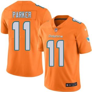 Dolphins #11 DeVante Parker Orange Stitched Limited Rush Nike Jersey