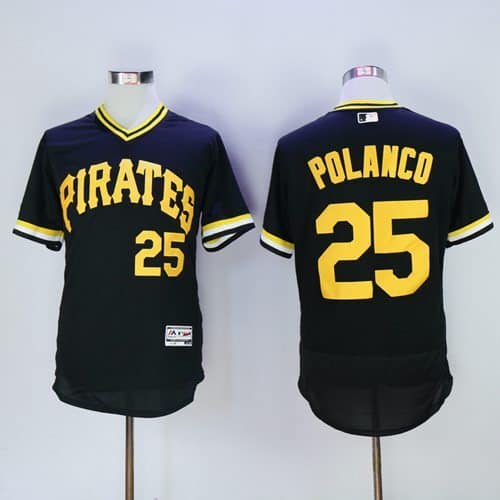 Pirates #25 Gregory Polanco Black Flexbase Authentic Collection Cooperstown Stitched Jersey