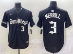 San Diego Padres #3 Jackson Merrill Black Gothic Edition Vapor Limited Stitched Jersey