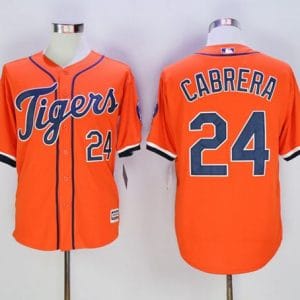 Tigers #24 Miguel Cabrera Orange New Cool Base Stitched Jersey