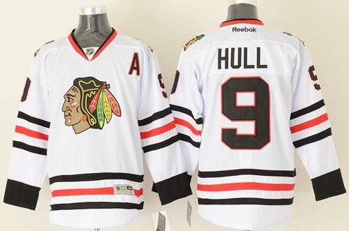 Blackhawks #9 Bobby Hull White Stitched Jersey
