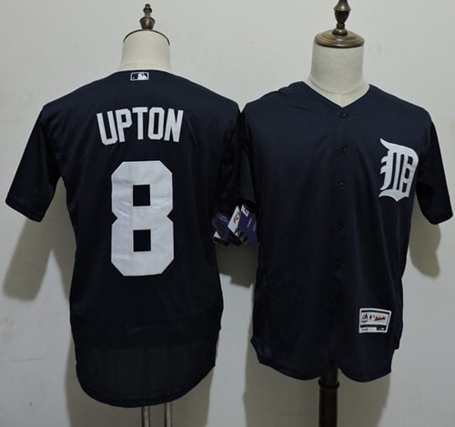 Tigers #8 Justin Upton Navy Blue Flexbase Authentic Collection Stitched Jersey