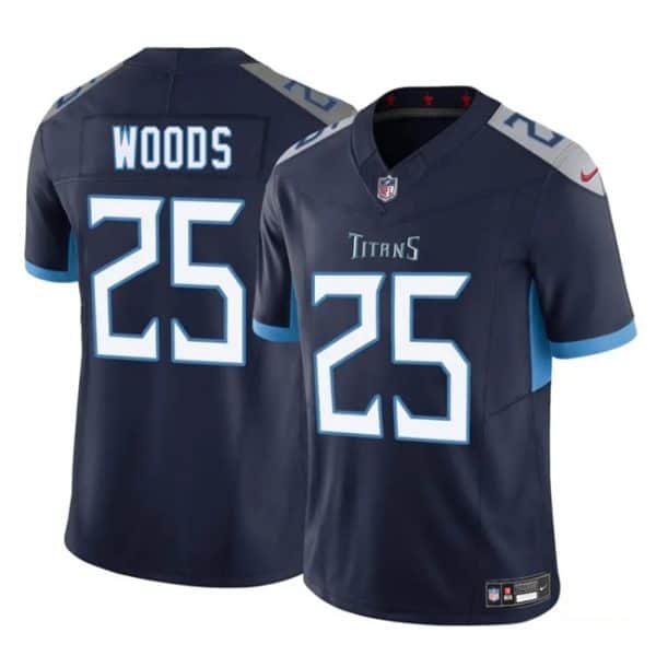 Tennessee Titans #25 Xavier Woods Navy 2025 F.U.S.E. Vapor Limited Stitched Jersey