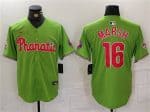 Philadelphia Phillies #16 Brandon Marsh Green With Patch Stitched Jersey