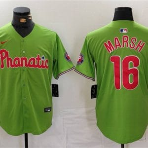 Philadelphia Phillies #16 Brandon Marsh Green With Patch Stitched Jersey