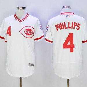 Reds #4 Brandon Phillips White Flexbase Authentic Collection Cooperstown Stitched Jersey