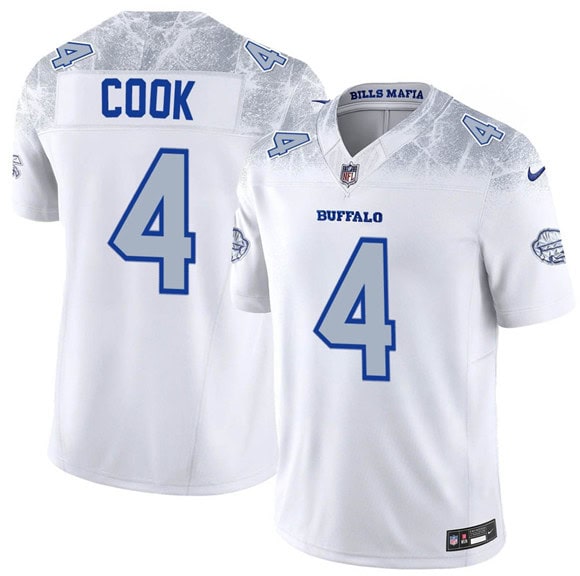 Buffalo Bills #4 James Cook White 2025 F.U.S.E. ¡°Rivalries¡± Vapor Limited Football Stitched Jersey