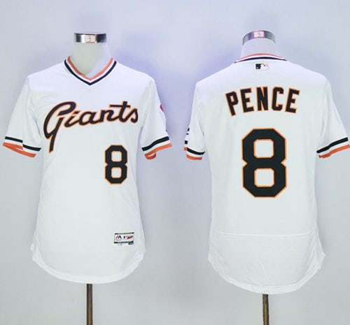 Giants #8 Hunter Pence White Flexbase Authentic Collection Cooperstown Stitched Jersey