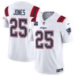 New England Patriots #25 Marcus Jones White 2025 F.U.S.E. With 1-Star C Patch Vapor Limited Stitched Jersey