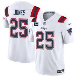 New England Patriots #25 Marcus Jones White 2025 F.U.S.E. With 1-Star C Patch Vapor Limited Stitched Jersey